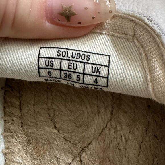 Soludos Upper White Leather Espadrilles Size 6 - Picture 10 of 11